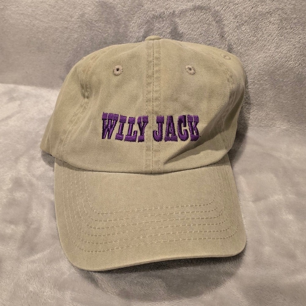 Port Authority Wily Jack Khaki‎ Tan Purple Embroidered Dad Hat Baseball Cap